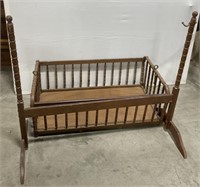 (J) Wooden Rocking Cradle (42”x22”x37”)