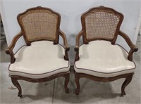 (II) Lot of 2 Cane Back Padded Arm Chairs