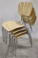 (II) Lot of 4 Yellow School Style Desk Chairs