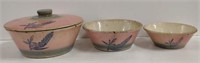 Vtg. Nesting Stoneware Casserole Dishes w/ Wheat