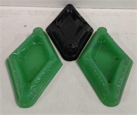 Vtg. Malachite Glass Bohemian Ashtrays