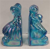 Blue Carnival Wheaton Glass Bookends 5" (boy &