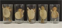 Vtg. Nude Pin Up Drinking Glasses