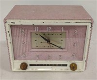 Vtg. Sylvania Pink Radio & Clock