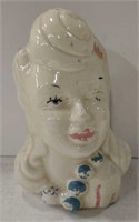 Vtg. Ceramic Lady Head Vase / Planter