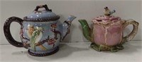 Gracie Bone China Pink Rose Teapot w/ Bird &