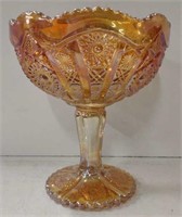 Vtg. Carnival Glass Marigold Candy Dish 8"