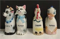 Vtg. Ceramic Cat & Dog Salt & Pepper Shakers &