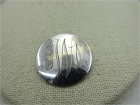 Vintage Sterling Engraved SWM Circle Brooch, 1.25"