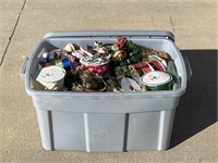 Large tote of Christmas decorations