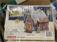 2 Country church light up paintable decoration