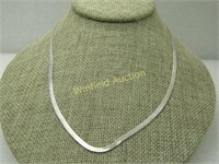 Vintage Silver Tone Herringbone Necklace, 18", 2.5