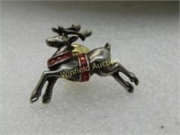 Vintage Christmas Reindeer Tack Pin, Enameled with
