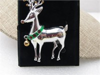 Christmas Reindeer Brooch, New in Box, Light-Up St