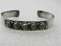 Vintage Sterling Mexican Turquoise Youth Cuff Brac