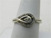 Vintage Sterling Silver Diamond Ring, Wrapped Halo