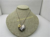 Vintage Gorham Sterling Rose Heart Necklace, 16',