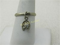Vintage Sterling Horse Charm Ring, Sz. Sz. 8, 1.96
