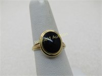 Vintage 10kt Onyx Ring, Sz. 6.75, Tiered, 1960's