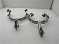 Vintage Western Spurs, Scrolled Accents, Silver To