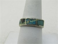 Sterling Southwestern Inlaid Turquoise Colored Rin