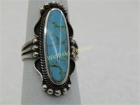 Sterling Silver Southwestern Faux Turquoise Ring,