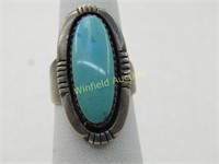 Vintage Sterling Southwestern Turquoise Ring, Sz.