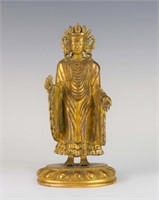 Gilt Copper Alloy Figure of Crowned Udayana Buddha