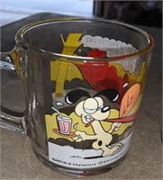 4 Glass McDonald’s Garfield Cups and 1 Glass
