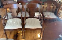 Set of six matching dining chairs, two arm chairs