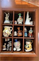 Small shadowbox with miniature vases, ,