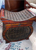 woven bamboo bench container or clothes hamper,