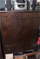 Tall antique eight drawer dresser, three drawers