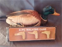 MILLER DUCK AND BRASS WALKING CANE TOPS