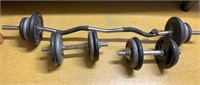 3 Piece weight set, includes two hand dumbbells,