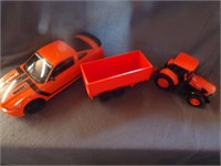 KUBOTA WITH TRAILER AND FORD MUSTANG PLAY CAR