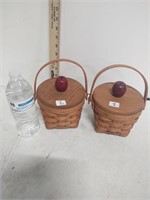 2 longaberger baskets with apple lids one protecto