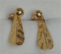 (WW) Ladies 14K Yellow Gold Dangle Earrings,