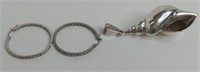 (WW) Sterling Silver Earrings & Shell Pendant,
