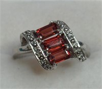 (XX) Ladies Sterling Silver Garnet Ring