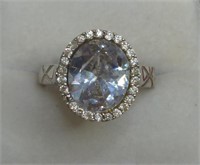 (XX) Sterling Silver CZ Halo Ring