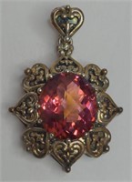 (XX) Sterling Silver Pink Sapphire Pendant