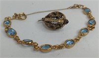 (XX) Sterling Gold Tone Bracelet & Pendant