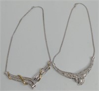 (WW) (2) Ladies Silver Tone Fashion Necklaces