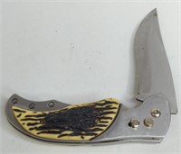 (AW) Switch Blade Knife Faux Stag Auto
