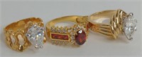 (AW) Lot of (3) Ladies Gold Tone Fashion Rings