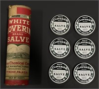 (AF) Six Vintage 1 Oz. White Cloverine Brand