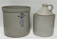 (AF) Two Stoneware Ceramic Pieces (‘2’ Pot -