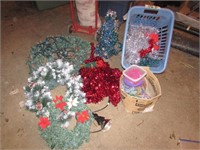 Job lot wreaths, lights in laudry basket