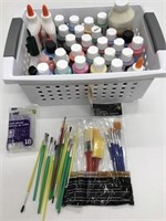 Acrylic Paint, Brushes & Glue in Tote